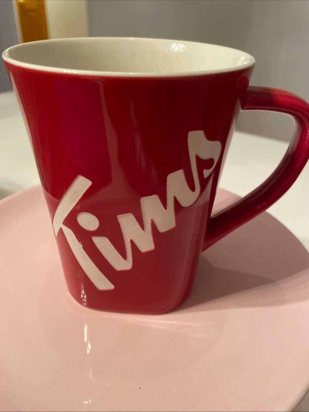 Tim Hortons vintage Red Tims Logo coffee Mug etched #013 Tim Hortons